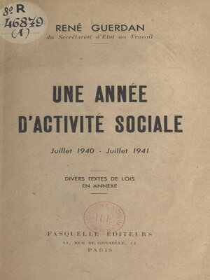 cover image of Une année d'activité sociale